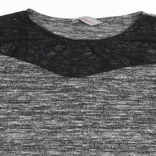 Dorothy Perkins Womens Grey  Polyester Basic T-Shirt Size 6 Round Neck