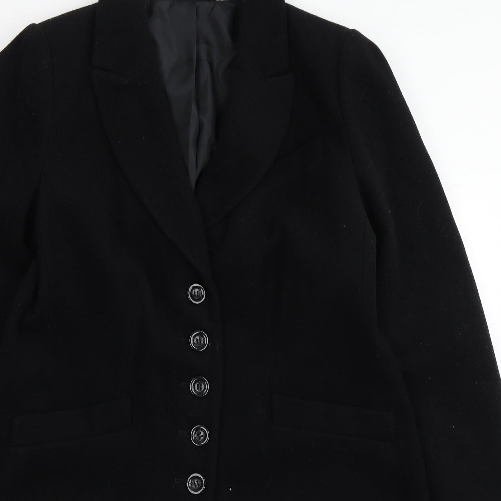 Marks and Spencer Womens Black   Overcoat Coat Size 16  Buckle