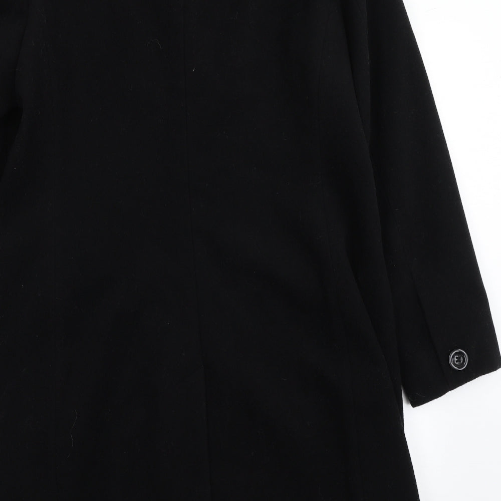 Marks and Spencer Womens Black   Overcoat Coat Size 16  Buckle