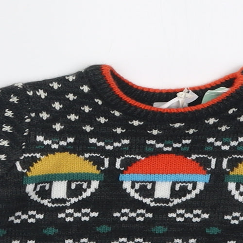Mini Club Boys Grey Geometric Acrylic Pullover Jumper Size 0-3 Months  Button