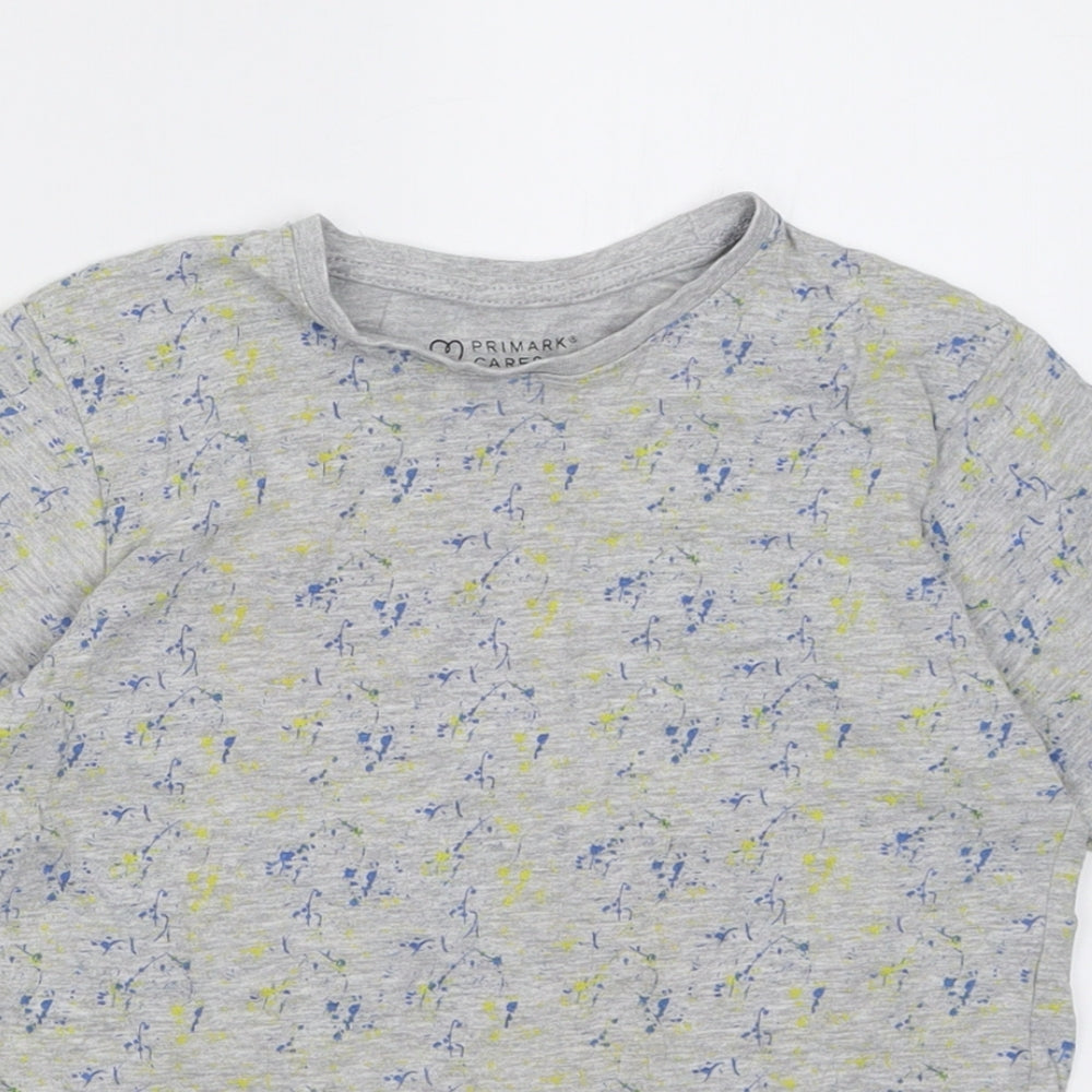 Primark Boys Grey Patchwork Cotton Basic T-Shirt Size 8-9 Years Crew Neck Pullover