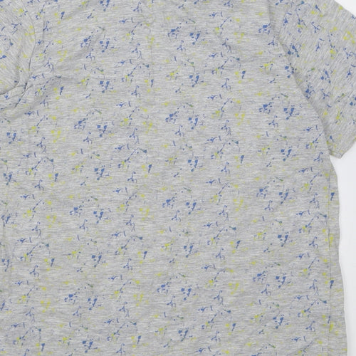 Primark Boys Grey Patchwork Cotton Basic T-Shirt Size 8-9 Years Crew Neck Pullover