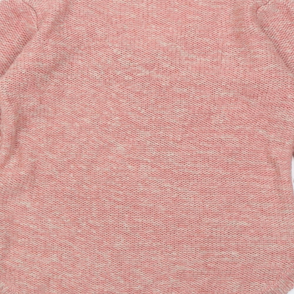 BHS Womens Pink V-Neck Geometric Acrylic Pullover Jumper Size 10