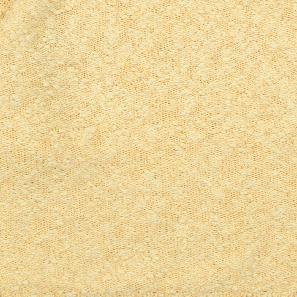 Emreco Womens Yellow Crew Neck Geometric Cotton Pullover Jumper Size 8