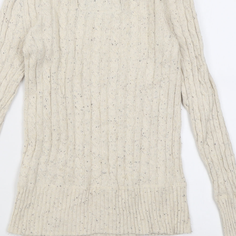 Superdry Womens Beige Crew Neck  Cotton Pullover Jumper Size XS