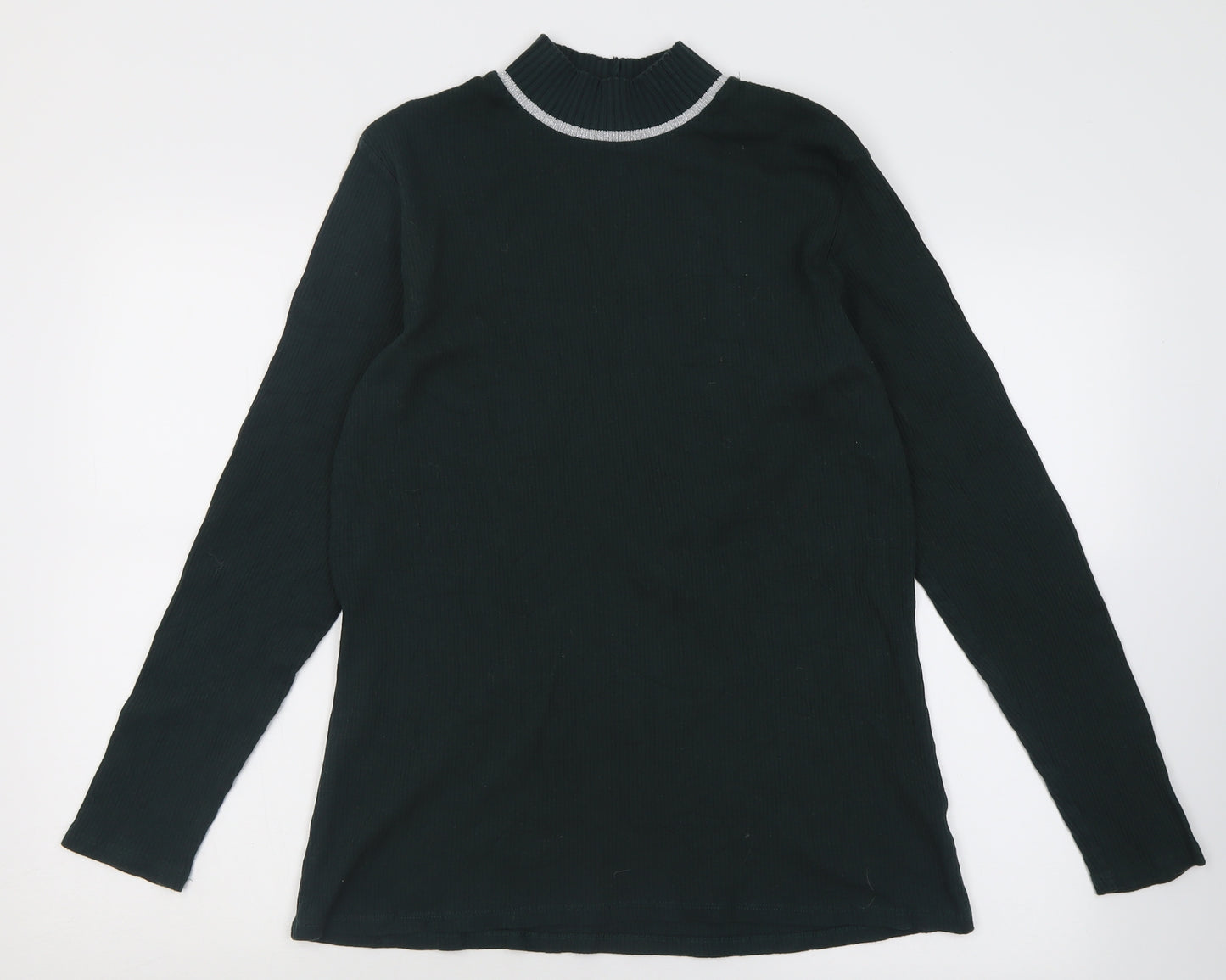 F&F Womens Green High Neck  Cotton Pullover Jumper Size 20