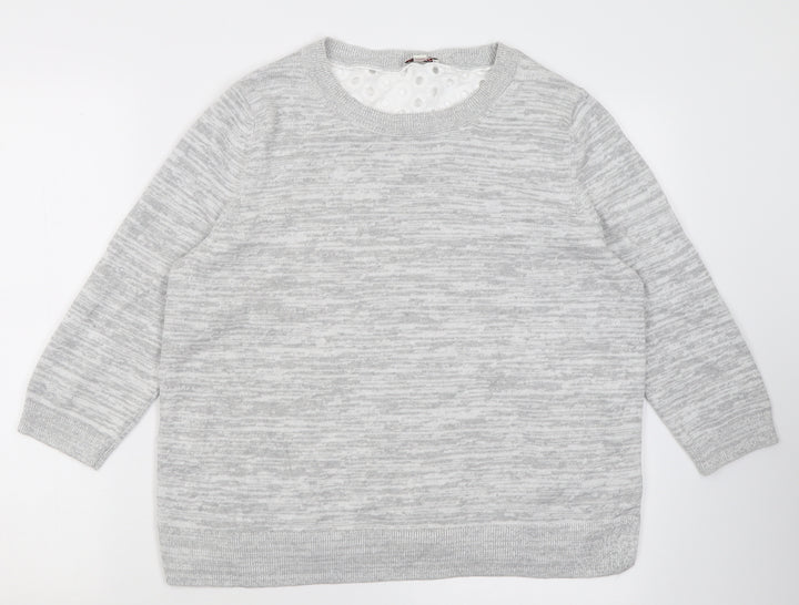 Gap Womens Grey Crew Neck Cotton Pullover Jumper Size L