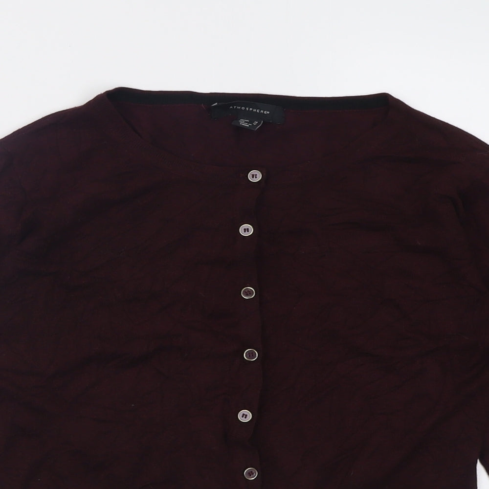 Atmosphere Womens Purple Crew Neck  Polyester Cardigan Jumper Size 10