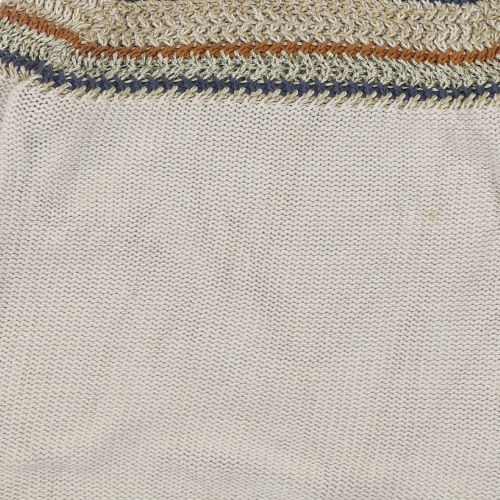 NEXT Womens Beige Crew Neck Fair Isle Cotton Tunic Jumper Size S