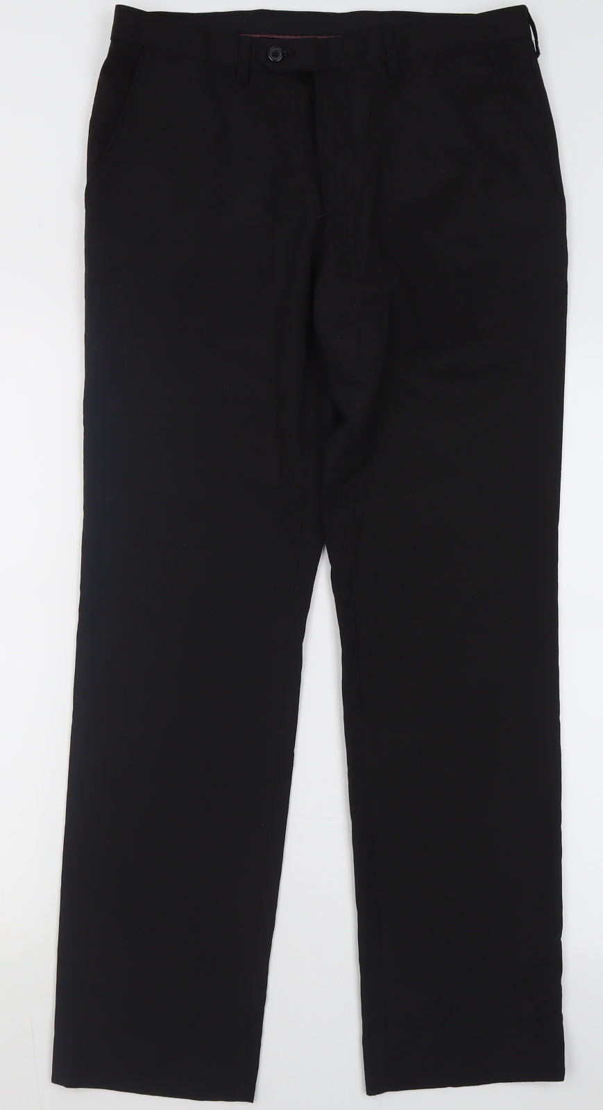 NEXT Mens Black  Polyester Trousers  Size 32 L31 in Regular Button