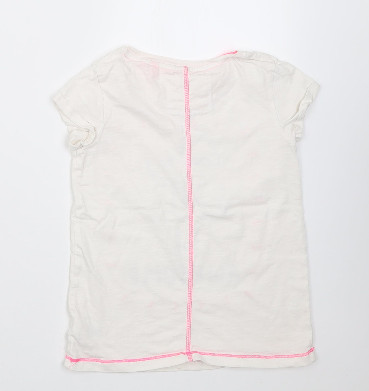 NEXT Girls White  Cotton Basic T-Shirt Size 7 Years Crew Neck Pullover - today will be awesome