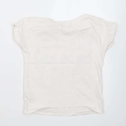 George Girls White  Cotton Basic T-Shirt Size 5-6 Years Crew Neck Pullover - dance to your own beat