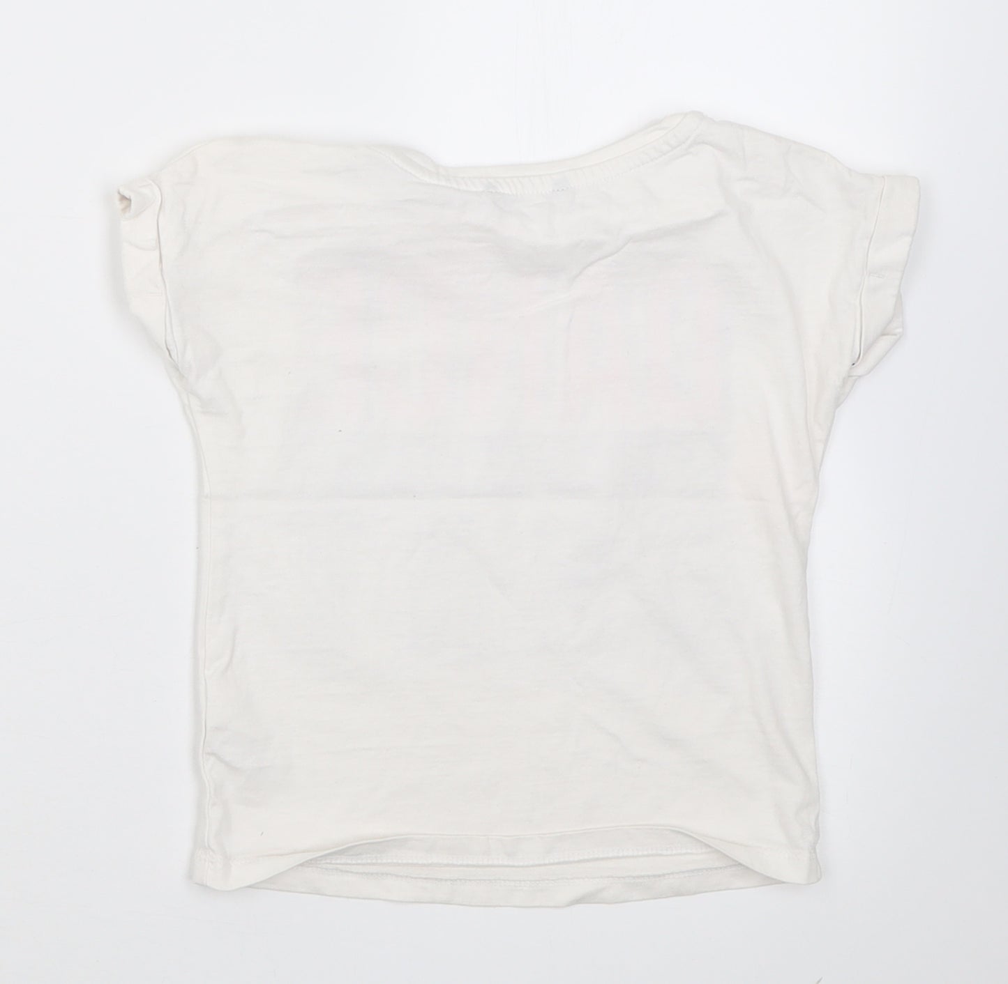 George Girls White  Cotton Basic T-Shirt Size 5-6 Years Crew Neck Pullover - dance to your own beat