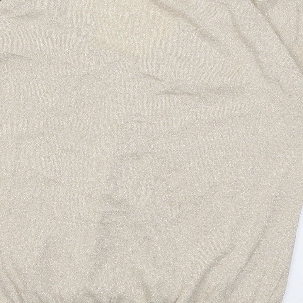 Oasis Womens Gold V-Neck  Cotton Pullover Jumper Size 10