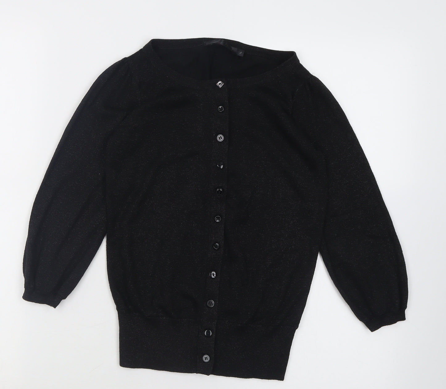 River Island Womens Black Crew Neck  Viscose Cardigan Jumper Size 8