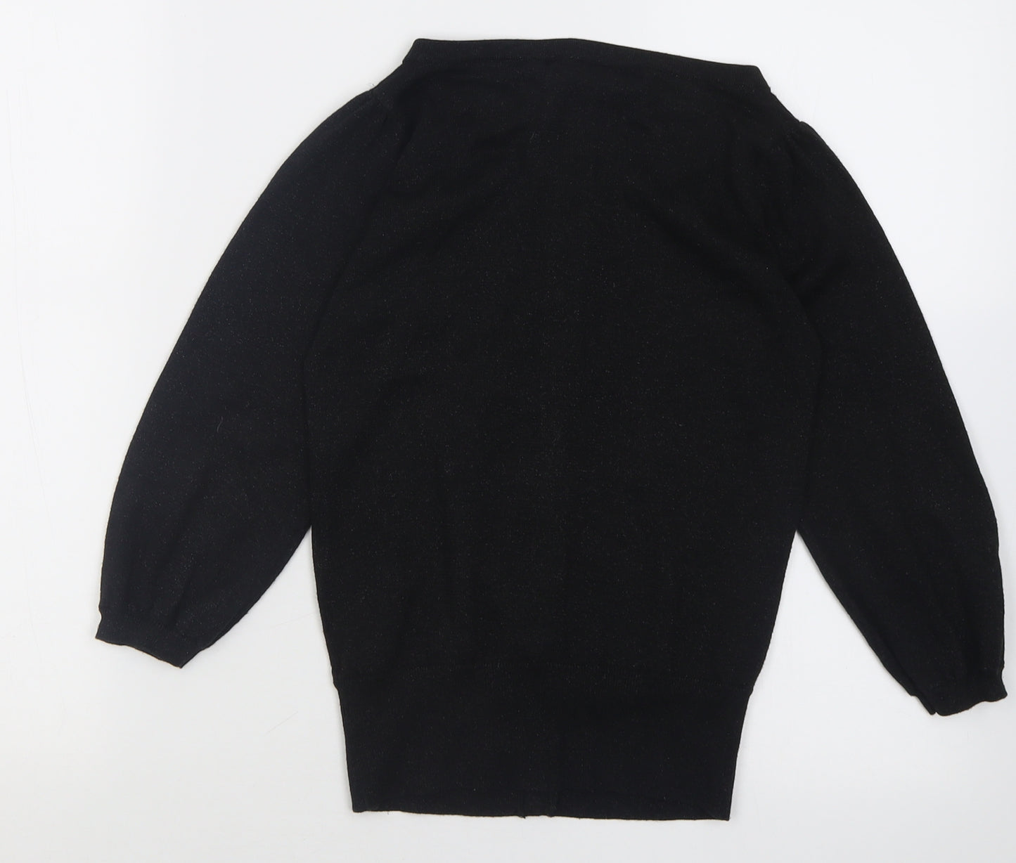River Island Womens Black Crew Neck  Viscose Cardigan Jumper Size 8