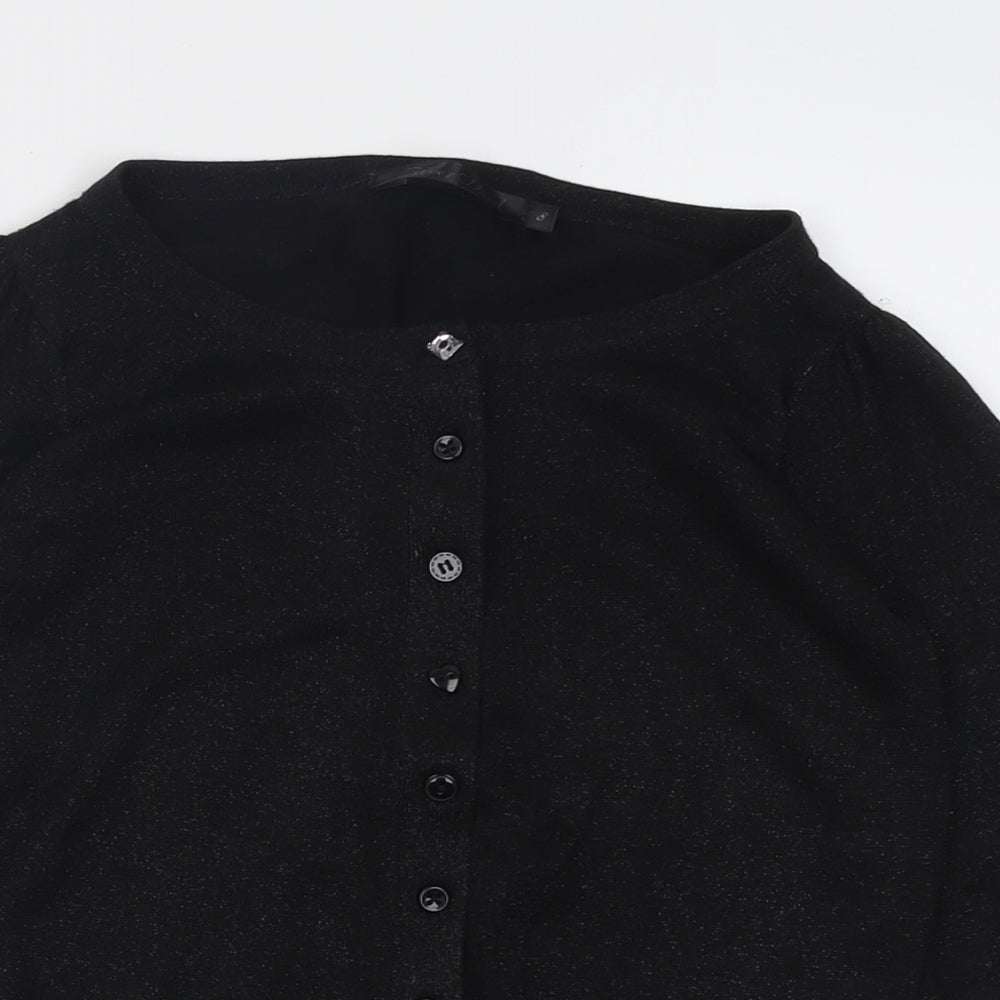 River Island Womens Black Crew Neck  Viscose Cardigan Jumper Size 8
