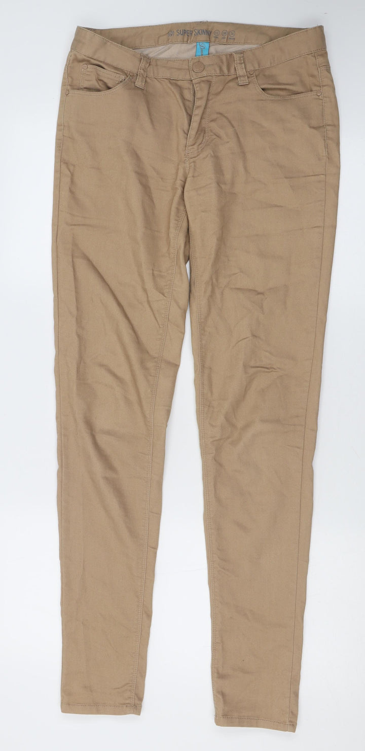 Primark Womens Brown Cotton Skinny Jeans Size 10 L30 in Regular Button