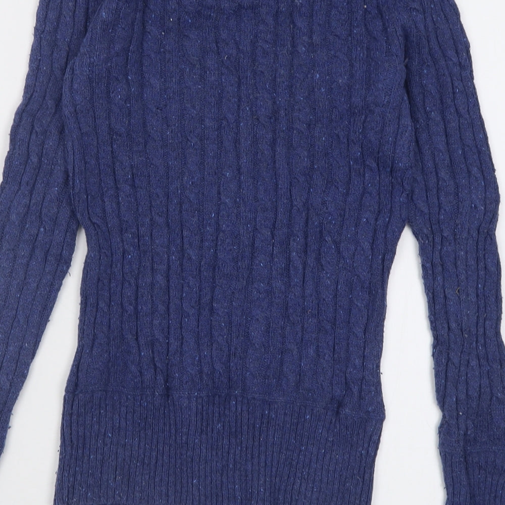 Superdry Womens Blue Crew Neck  Cotton Pullover Jumper Size XS