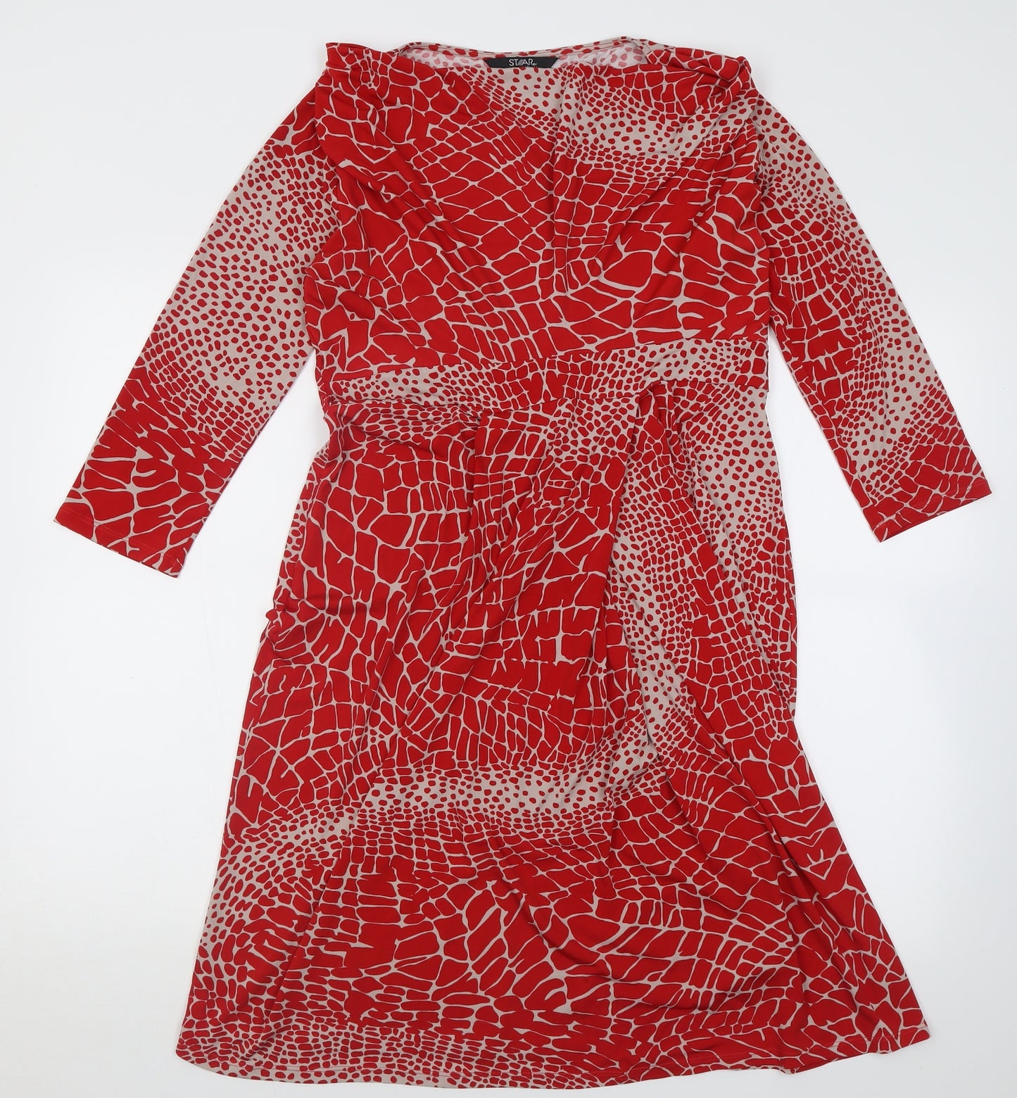 Julien Macdonald Womens Red Geometric Polyester A-Line  Size 14  Halter Pullover