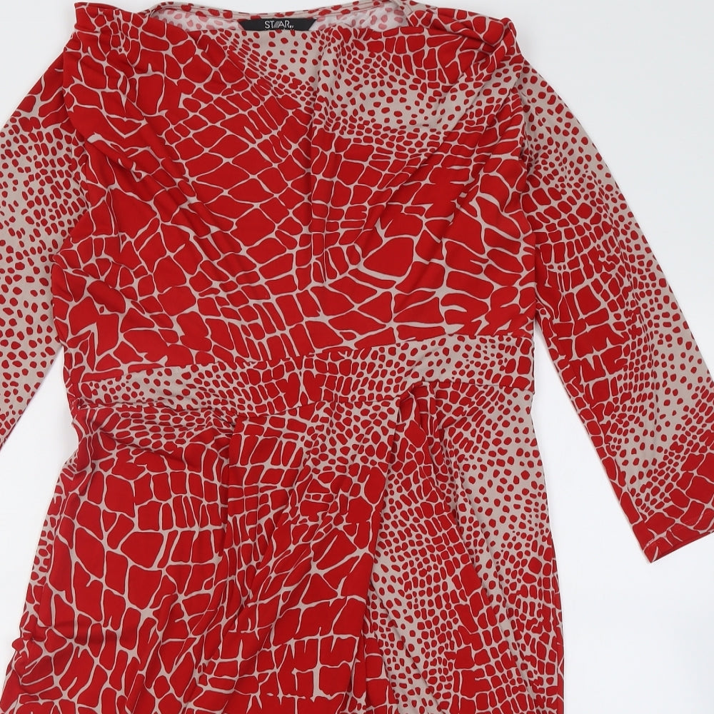 Julien Macdonald Womens Red Geometric Polyester A-Line  Size 14  Halter Pullover