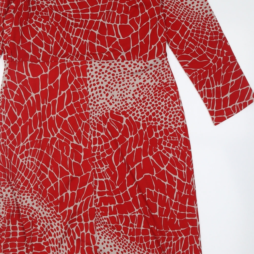 Julien Macdonald Womens Red Geometric Polyester A-Line  Size 14  Halter Pullover