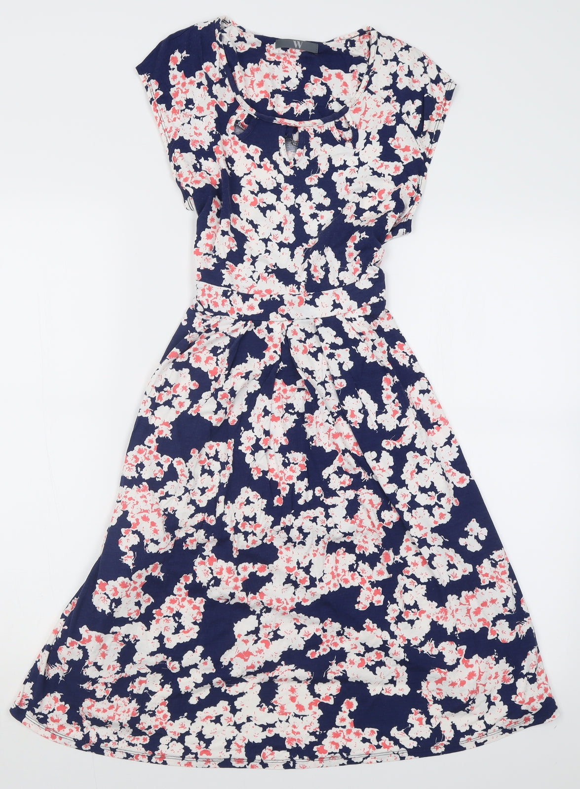 BHS Womens Blue Floral Viscose A-Line  Size 12  Crew Neck Pullover