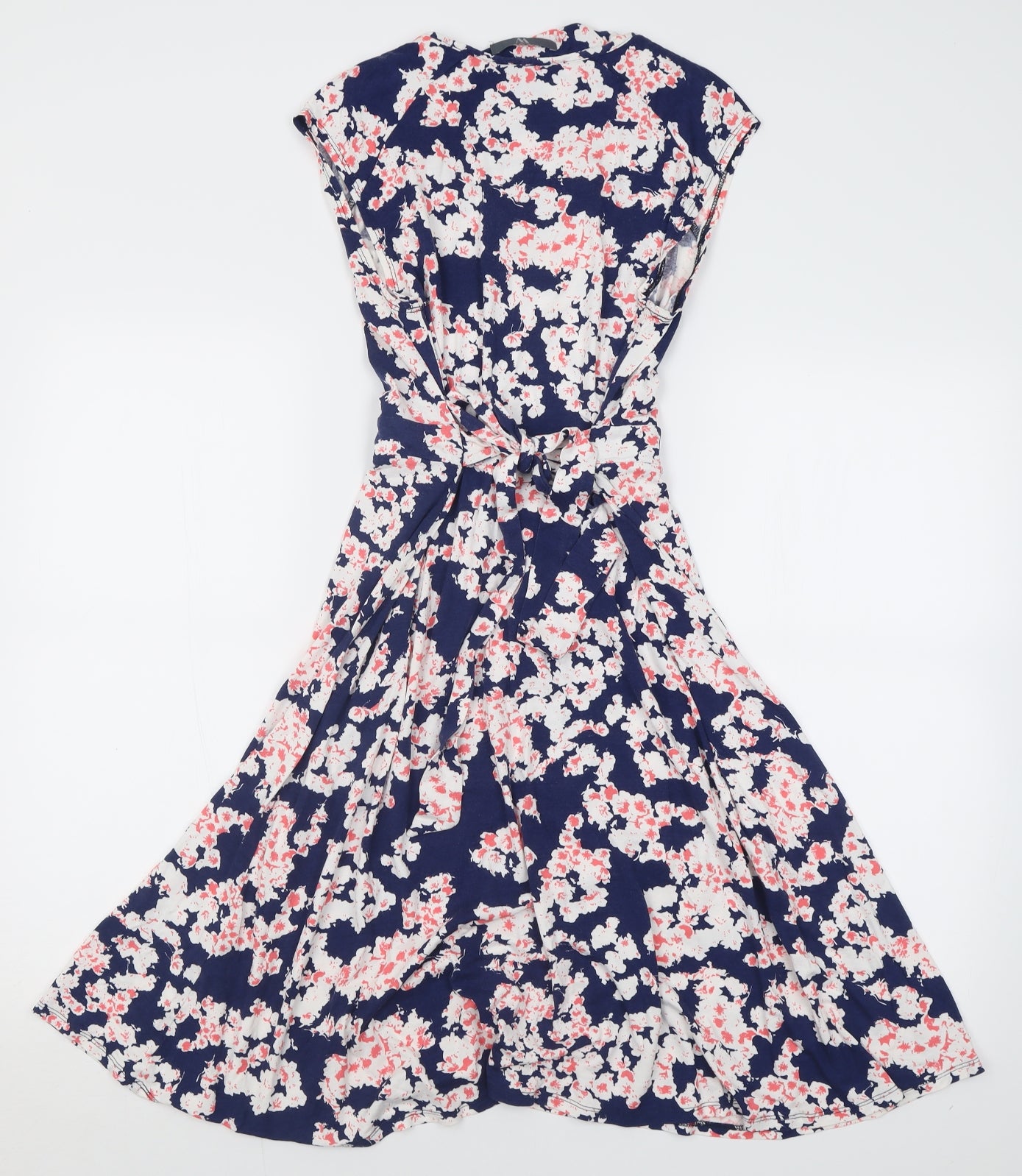 BHS Womens Blue Floral Viscose A-Line  Size 12  Crew Neck Pullover