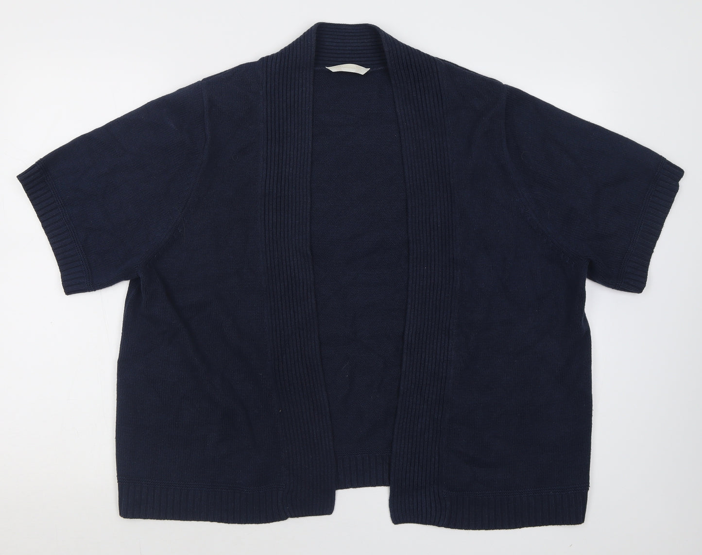 BHS Womens Blue V-Neck  Cotton Cardigan Jumper Size 22