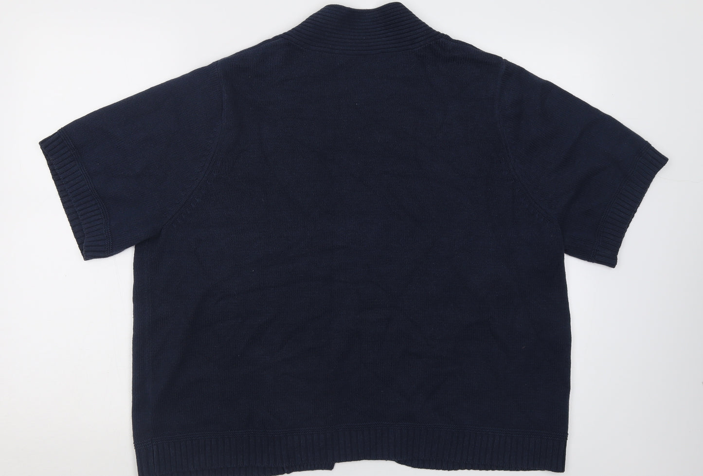 BHS Womens Blue V-Neck  Cotton Cardigan Jumper Size 22