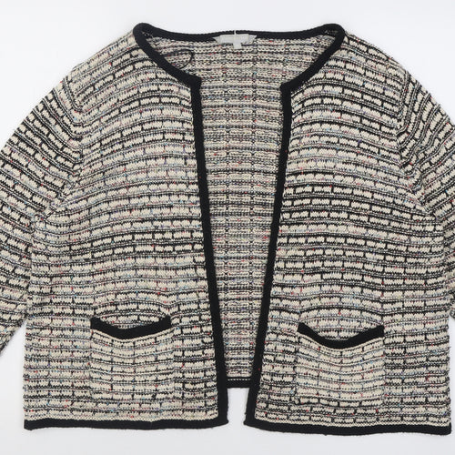 Red Herring Womens Beige Crew Neck Striped Acrylic Cardigan Jumper Size 18