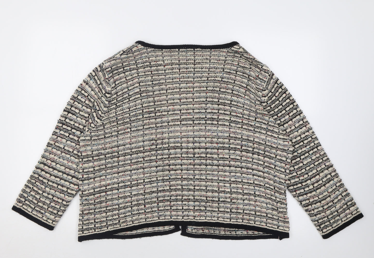 Red Herring Womens Beige Crew Neck Striped Acrylic Cardigan Jumper Size 18
