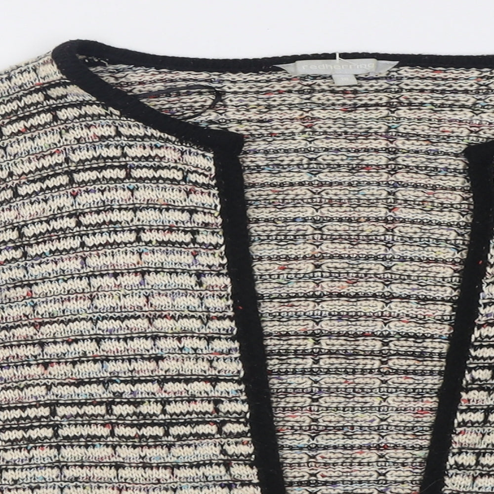 Red Herring Womens Beige Crew Neck Striped Acrylic Cardigan Jumper Size 18