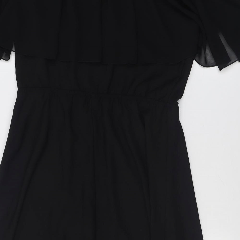 River Island Womens Black  Polyester A-Line  Size 12  Crew Neck Zip