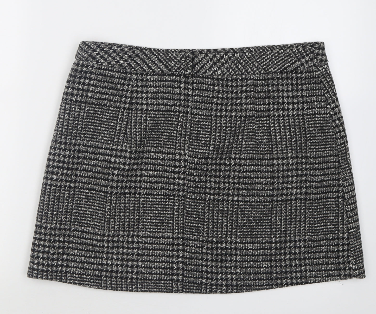 George Womens Black Check Polyester A-Line Skirt Size 14   Zip