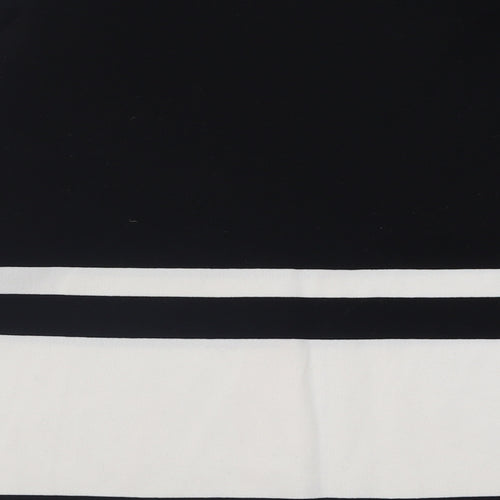 TU Womens Black High Neck Striped Polyamide Pullover Jumper Size 14