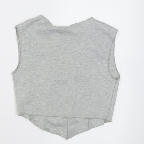PRETTYLITTLETHING Womens Grey  Polyester Cropped Tank Size 8 Boat Neck - shape