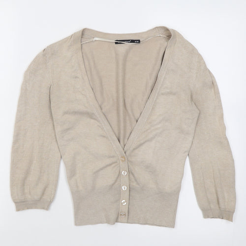 Atmosphere Womens Beige Crew Neck  Viscose Cardigan Jumper Size 8