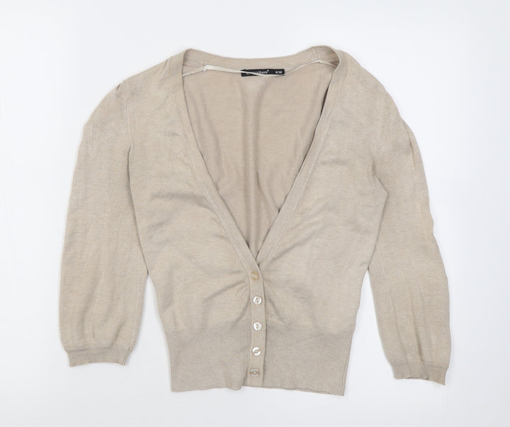 Atmosphere Womens Beige Crew Neck  Viscose Cardigan Jumper Size 8