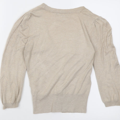 Atmosphere Womens Beige Crew Neck  Viscose Cardigan Jumper Size 8