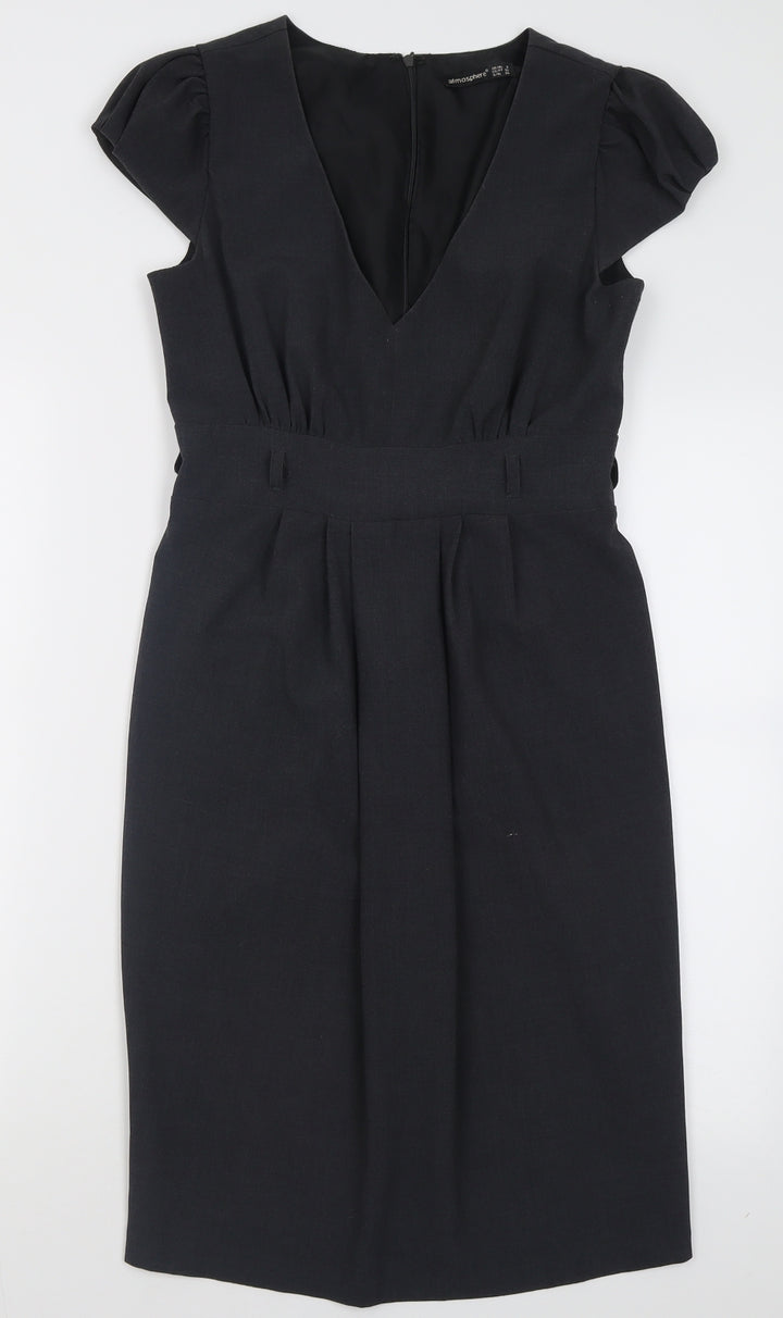Atmosphere Womens Grey Polyester A-Line Size 8 V-Neck Zip