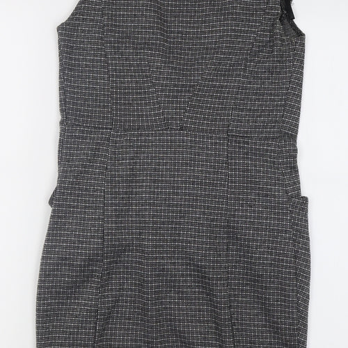 Atmosphere Womens Grey Check Polyester Bodycon  Size 8  Roll Neck Pullover