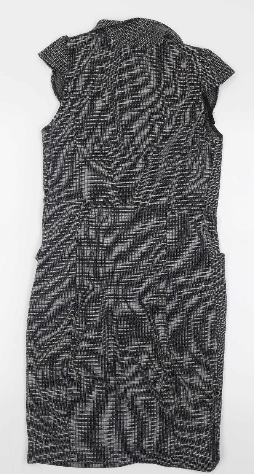 Atmosphere Womens Grey Check Polyester Bodycon  Size 8  Roll Neck Pullover