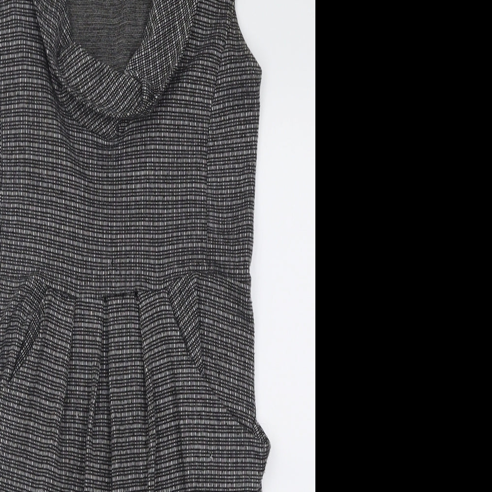 Atmosphere Womens Grey Check Polyester Bodycon  Size 8  Roll Neck Pullover