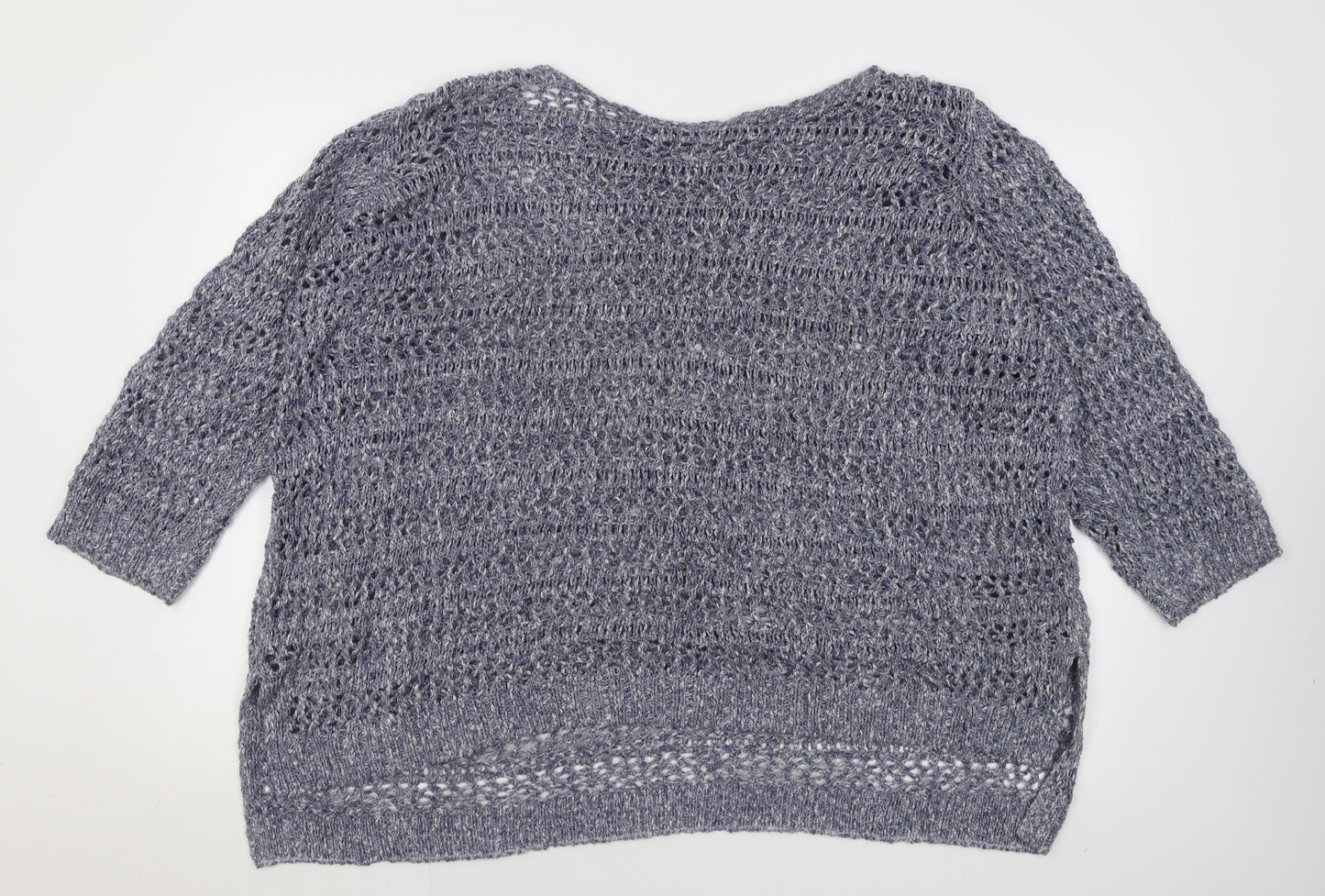 George Womens Blue Boat Neck  Cotton Pullover Jumper Size 14