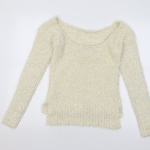 Atmosphere Womens Ivory Boat Neck  Polyester Pullover Jumper Size 10