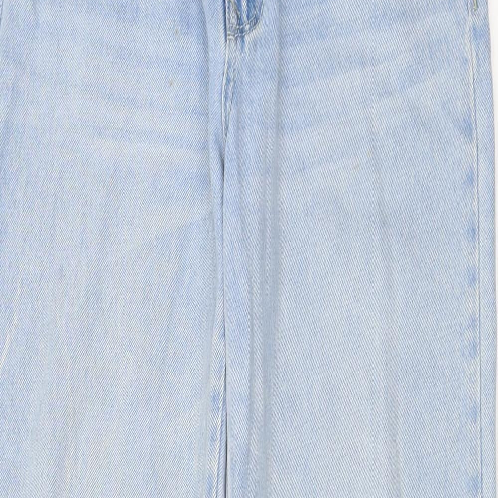 Stradivarius Womens Blue  Cotton Mom Jeans Size 8 L32 in Regular Button