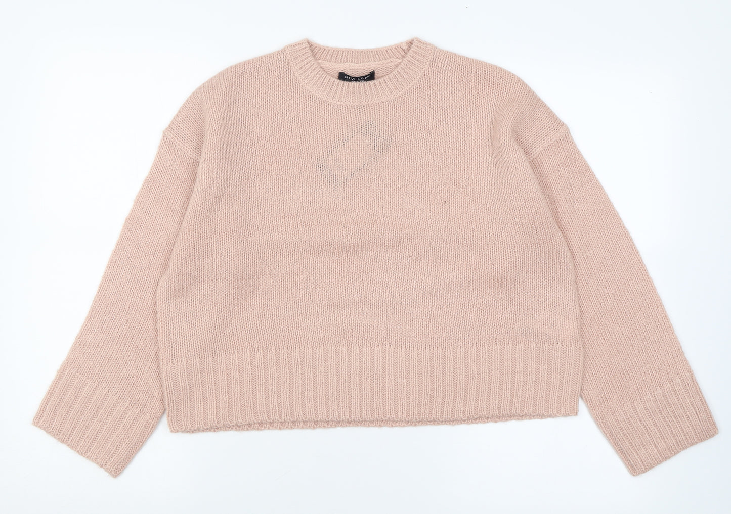 New Look Womens Pink Crew Neck  Acrylic Pullover Jumper Size S