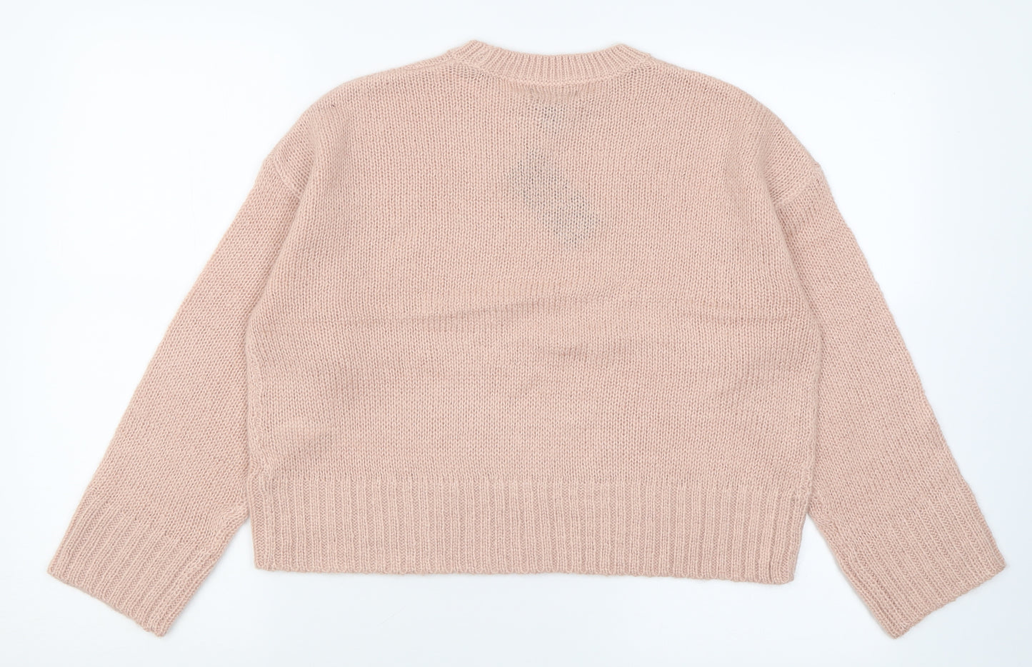 New Look Womens Pink Crew Neck  Acrylic Pullover Jumper Size S