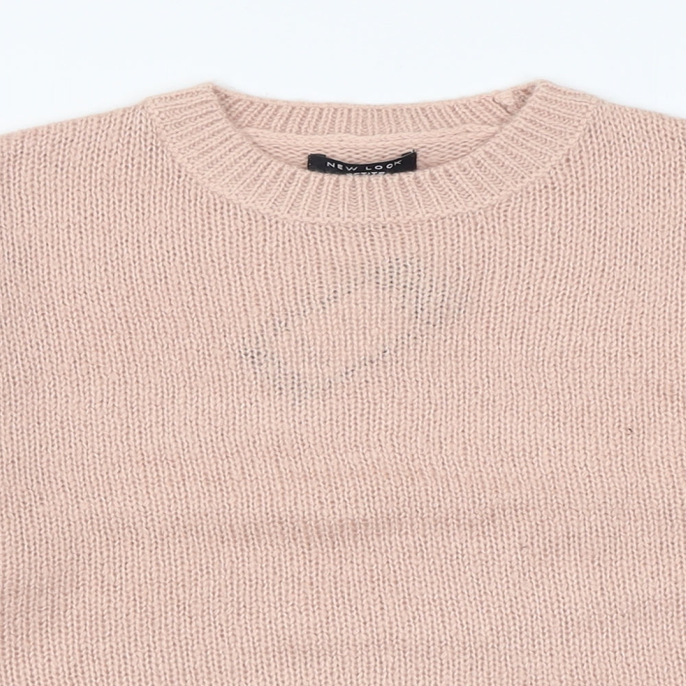 New Look Womens Pink Crew Neck  Acrylic Pullover Jumper Size S